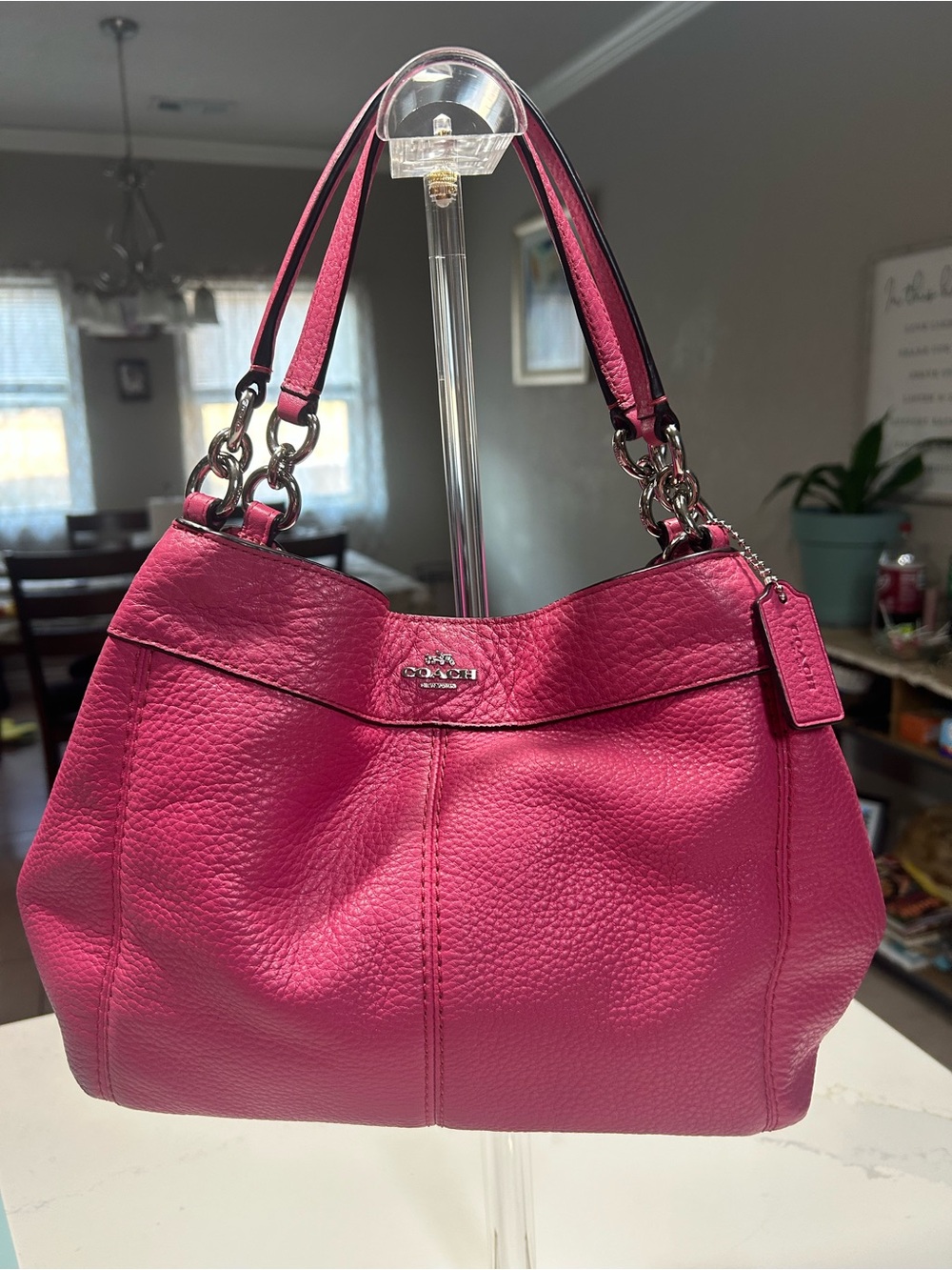Coach Small Lexy Convertible Shoulder Bag Pink Leather F2353